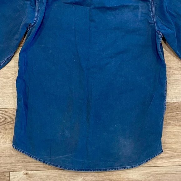 L.L. Bean Men's M Denim Long Sleeve Button Up Shacket VTG Plaid Flannel Lined - Picture 8 of 9